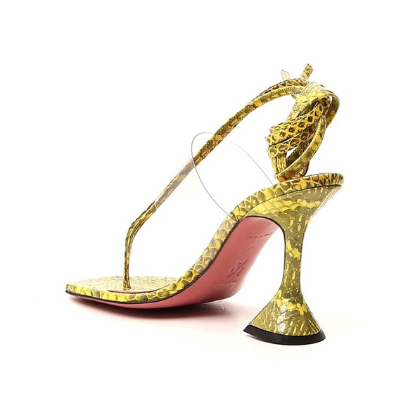 Amina Muaddi Zula Lime Yellow Snakeskin PVC - Picture 7 of 12